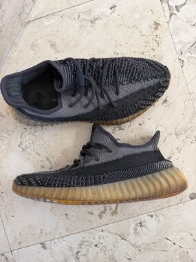 Yeezy Boost 350 V2 in Black and Gray with Gum Sole